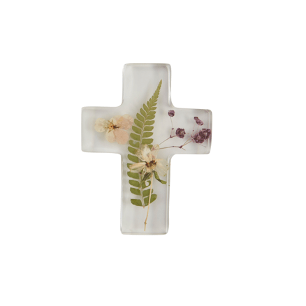 Dried Flower/Fern Resin Cross