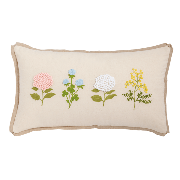 Embroidered Floral Pillow