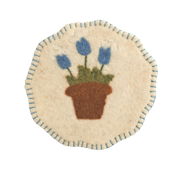 Felted Wool Floral Trivet