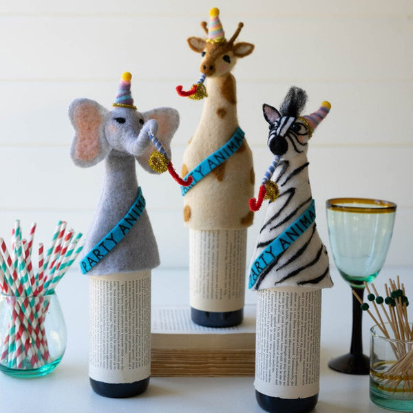 'Party Animal' Felt Bottle Toppers