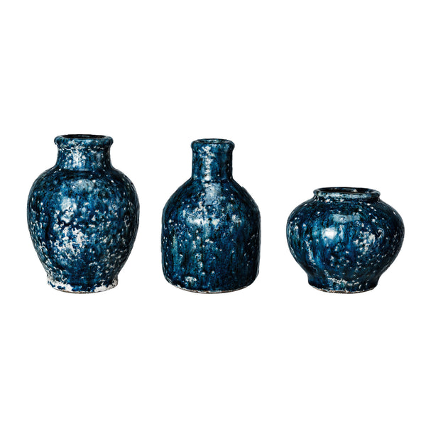 Blue Glazed Terra Cotta Vase